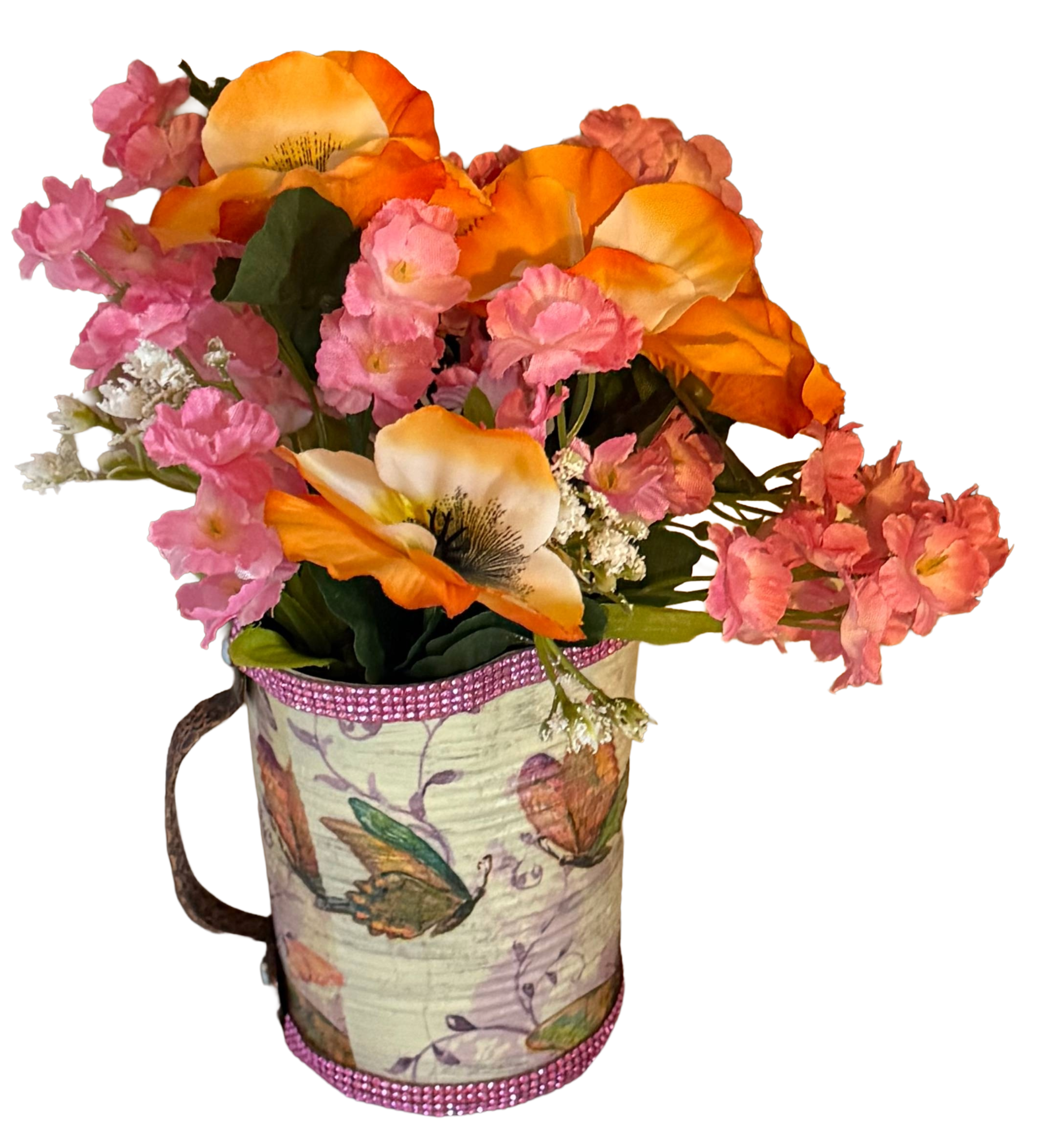 Recycle Can - Pitcher Purple Butterfly