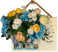 Decorative wreath with flowers on a white background