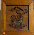 Lighted Shadow Box with scroll saw carving of a Bull Elk done by hand with a rustic wooden frame.